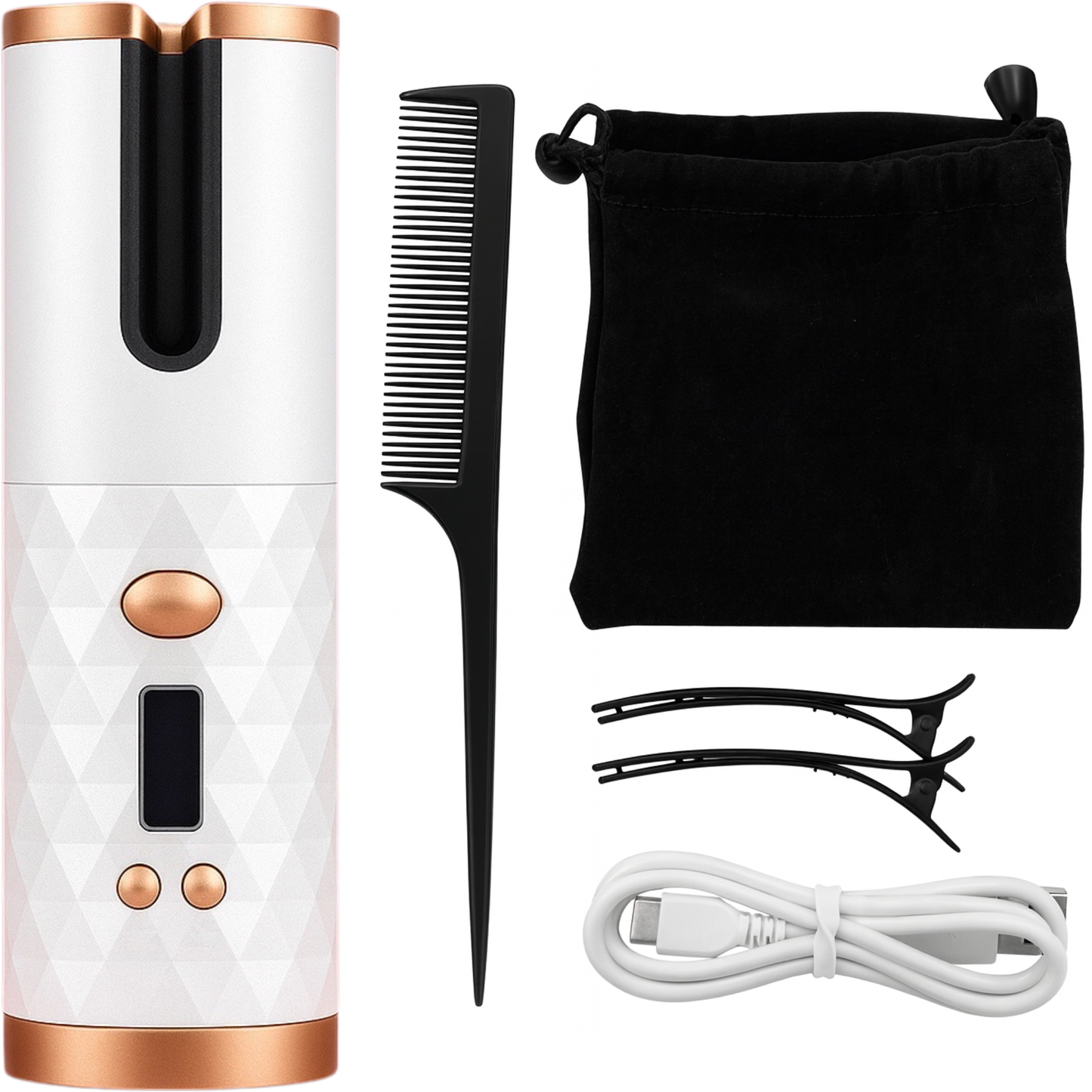 Cordless Hair Curler LCD Auto Rotating Waver Curling Iron | Cordless Hair Curler LCD Auto Rotating Curling Iron by Velora